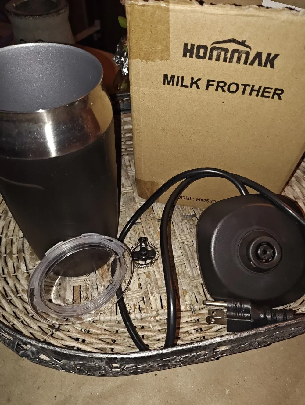 Electric Milk Frother Black with Stainless Trim